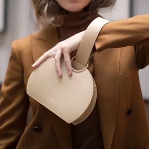 Polene Numero Six Leather Bag Clutch in Sand